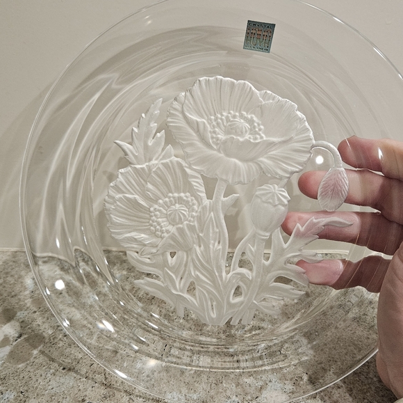 Vinardi Etched Poppy Crystal Art Plate Yamamoto - Picture 4 of 9